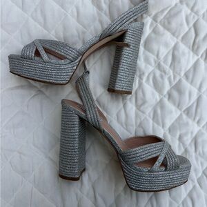 Steve Madden Silver Glitter Platform Heels